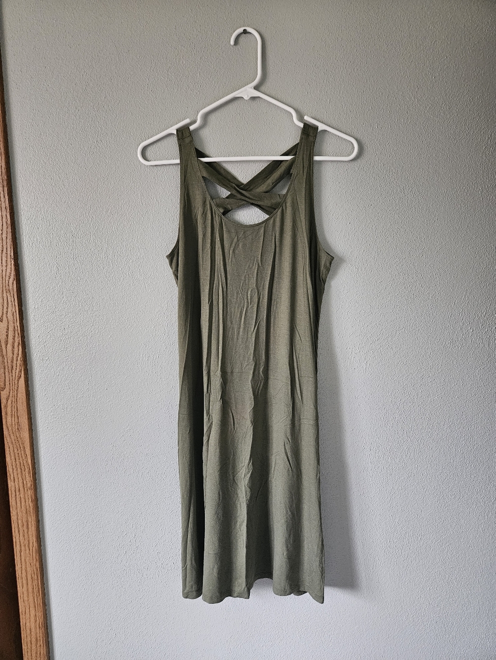 Women’s Olive Green Cross-Back Tank Dress